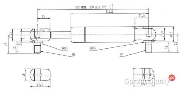 Sprężyna gazowa L785 mm 700N Stabilus CA085332 Kamionna