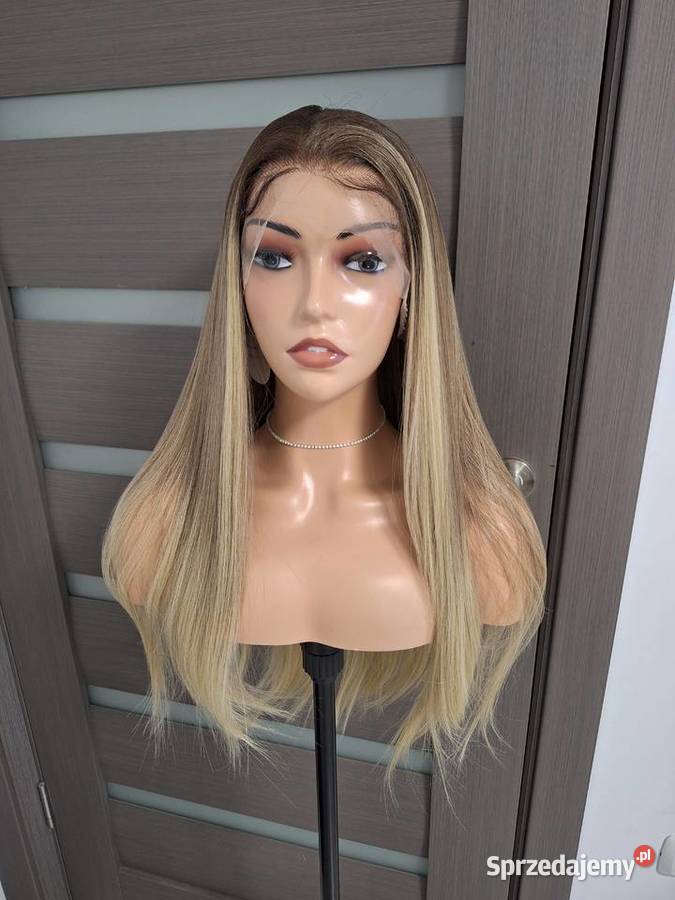 Peruka długa prosta blond shatush z koronką Dla kobiet pomorskie Malbork