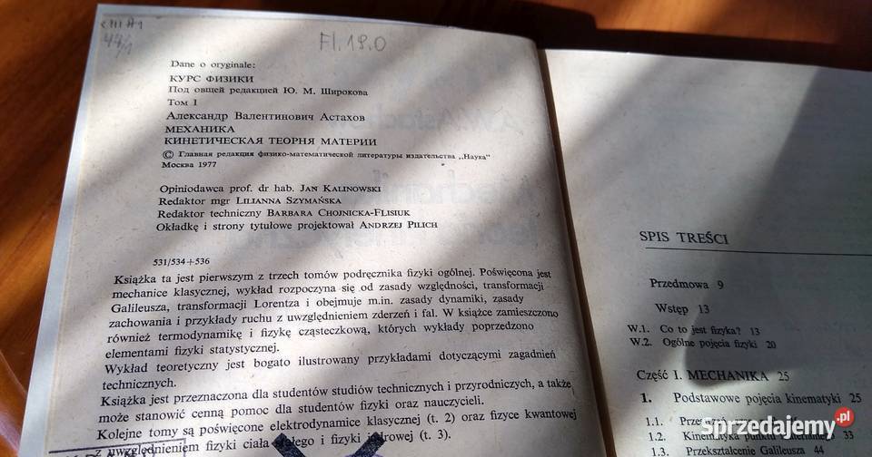 Kurs fizyki 1 Mechanika Teoria kinetyczna A W Gdańsk
