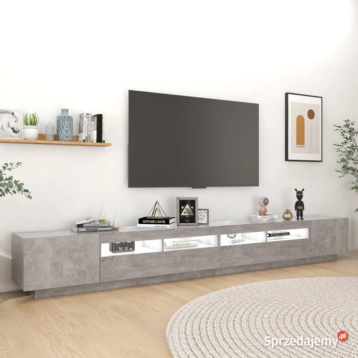 Szafka pod TV z oświetleniem LED szarość betonu Warszawa