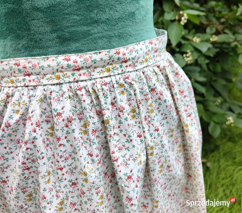 Spódnica midi vintage bawełna kwiaty kwiatki Spódnice i sukienki