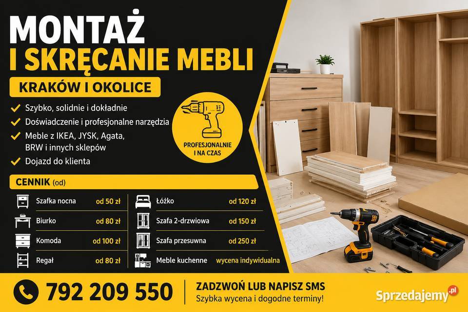 Montaż mebli Pozostałe usługi Kraków