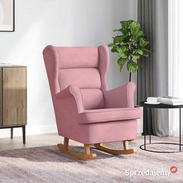 vidaXL Fotel bujany z uszak różowy aksamit i Warszawa
