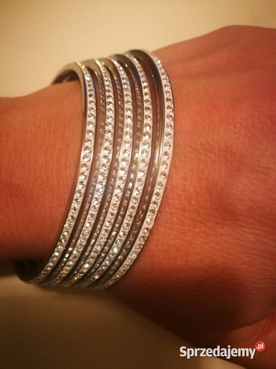 Bransoletka koło sztywna stal cyrkonie kryształy