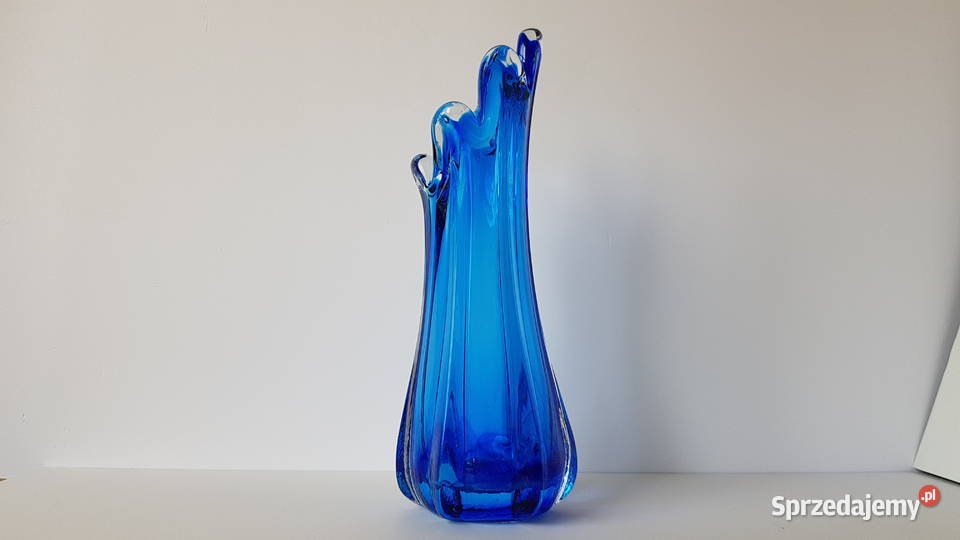 Szklany wazon kolorowe szkło vintage PRL Porcelana i szkło Dąbrowa Górnicza