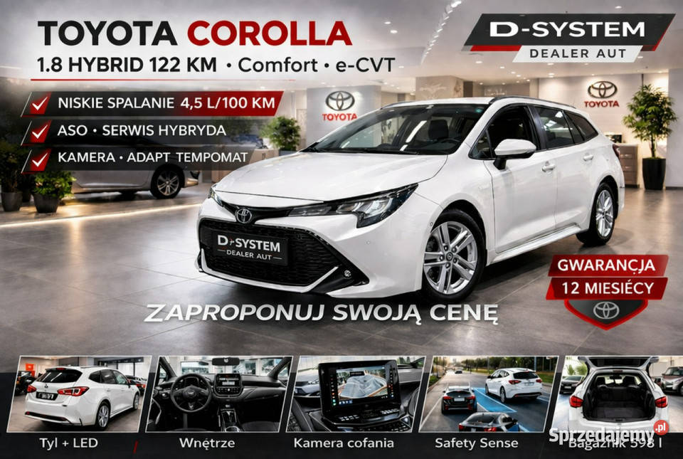 Toyota Corolla 2122 Salon Polska 18 HYBRID 1wł z podlaskie Białystok sprzedam