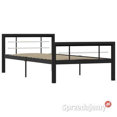vidaXL Rama łóżka czarnobiała metalowa 100 x 200 mazowieckie Warszawa