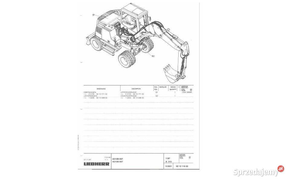 Liebherr A310 A312 A314 Litronic katalog części Kielce sprzedam