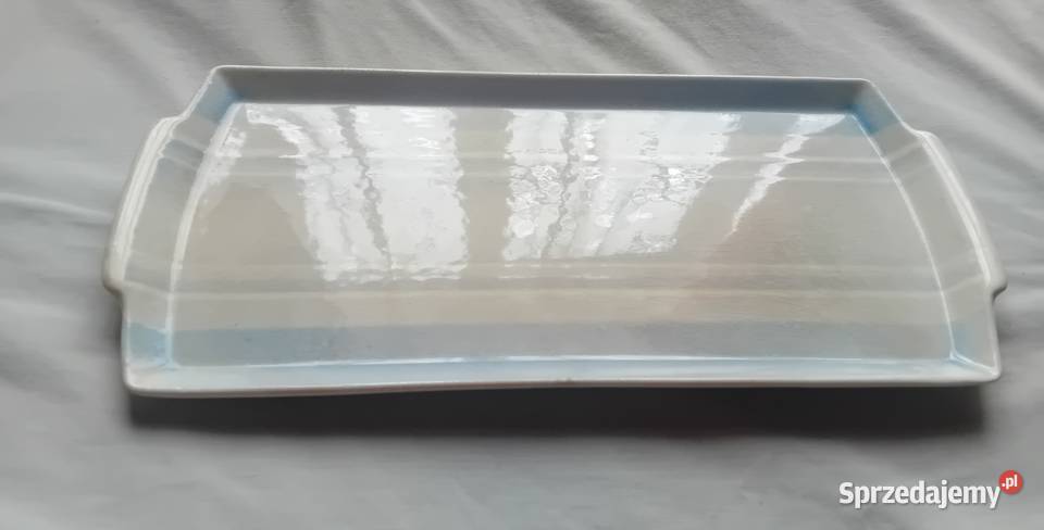 Prostokątna fajansowa taca art deco Spritzdekor Koźminek