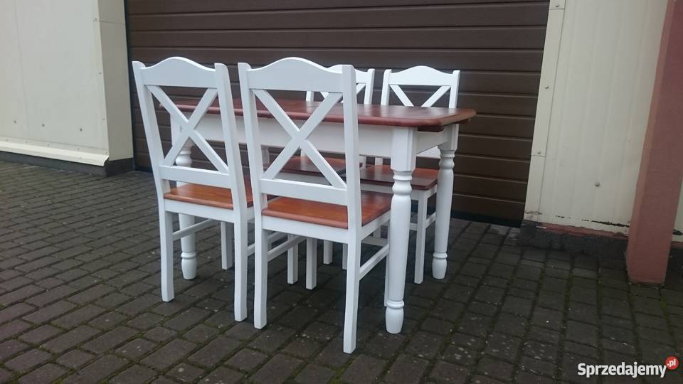 Krzesło białe krzyżak stabilne drewniane do Stoły, krzesła, biurka zachodniopomorskie Kołobrzeg
