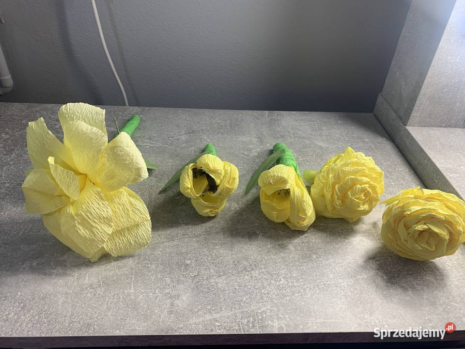 Bukiet kwiatów sztucznych z bibuły wazon origami Pozostałe sprzedam