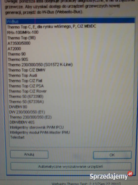 Interfejs diagnostyczny USB 12V do Webasto Radomsko sprzedam