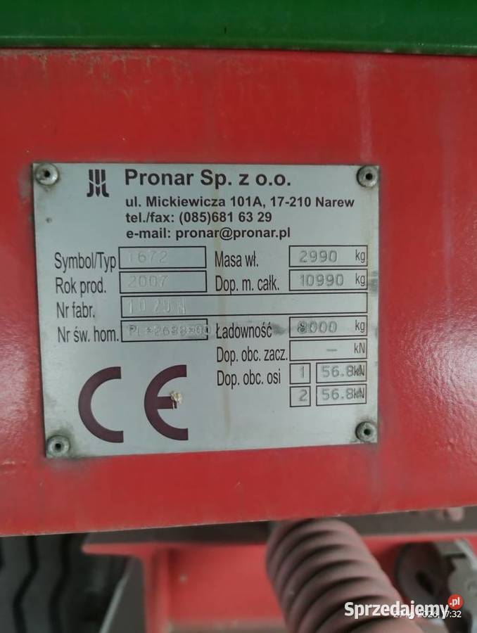 przyczepa pronar T672 8ton 3stronny wywrot Sieradz