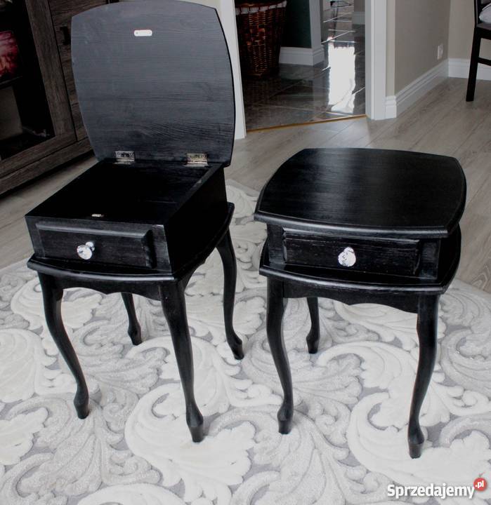 Czarne drewniane stoliki nocne w stylu glamour Łomża