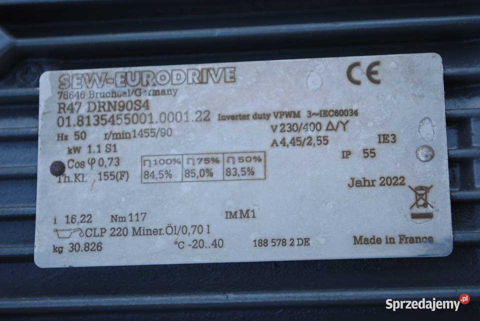 Motoreduktor 11kw 90obrmin SEW R47DRN90S4 Kargowa