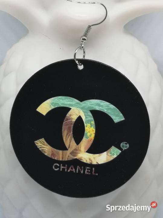 Kolczyki duże drewniane malowane koła napis 2