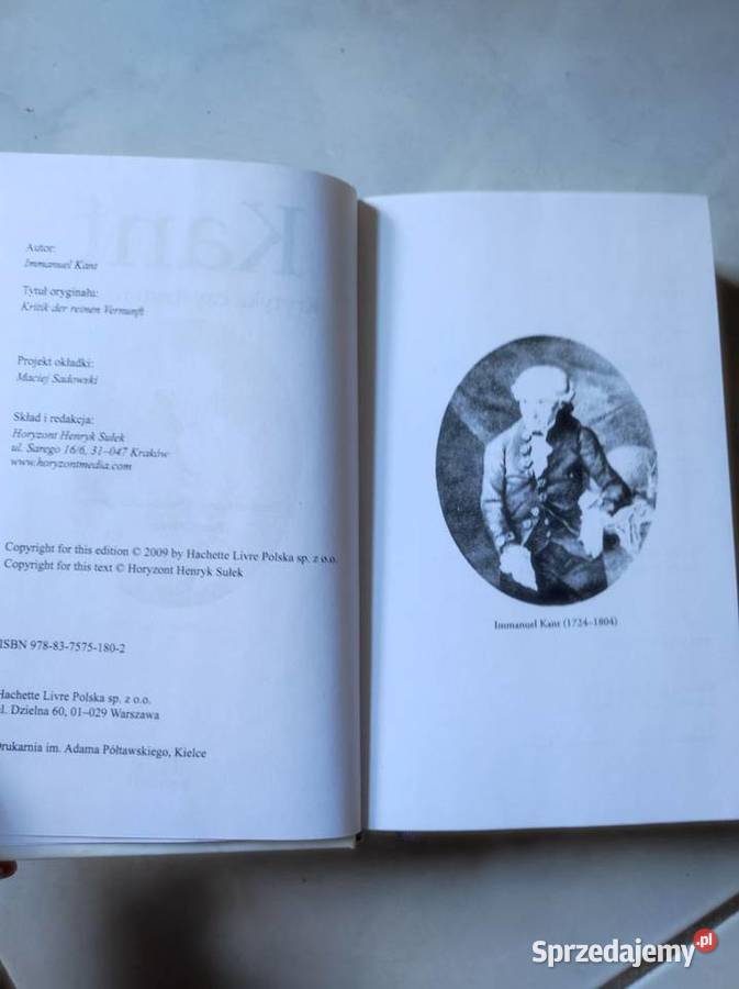 Biblioteka filozofów KANT Krytyka czystego Kielce