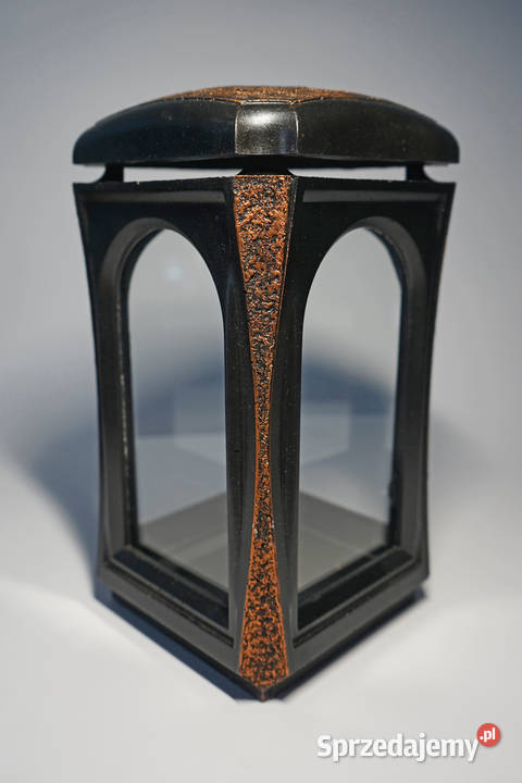 Czarno miedziany znicz żywiczny lampion retro Pozostałe sprzedam