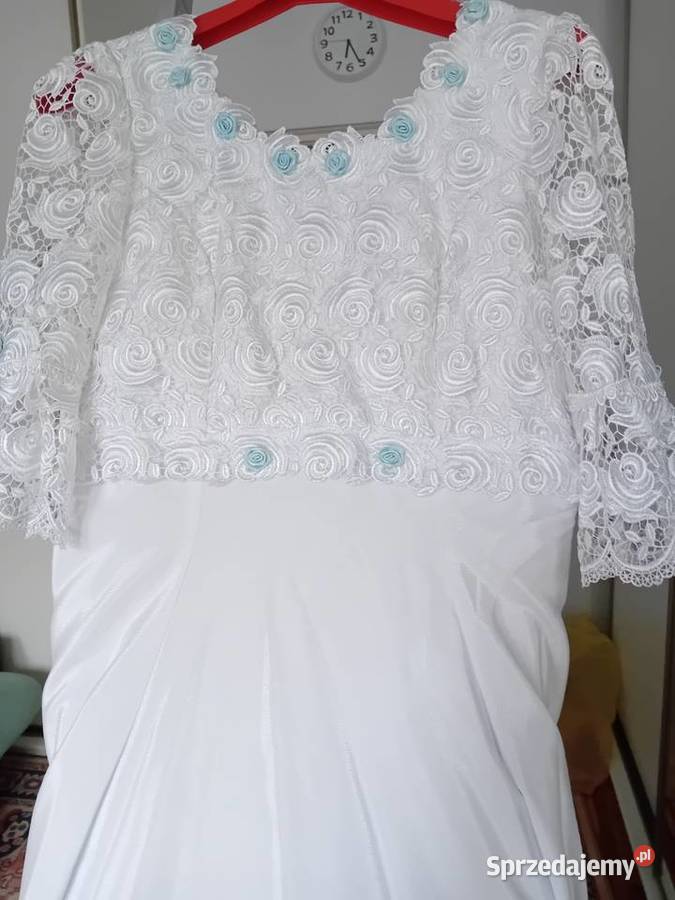 suknia ślubna elegancka z gipiurą 44 Empire Warszawa