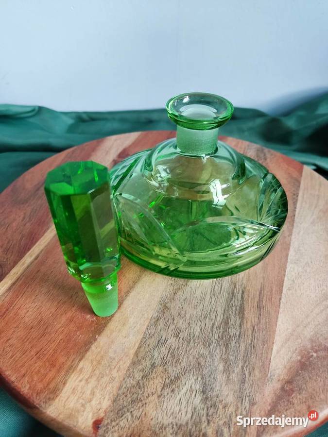 Flakon zielony na perfumy karafka toaletowa Porcelana i szkło