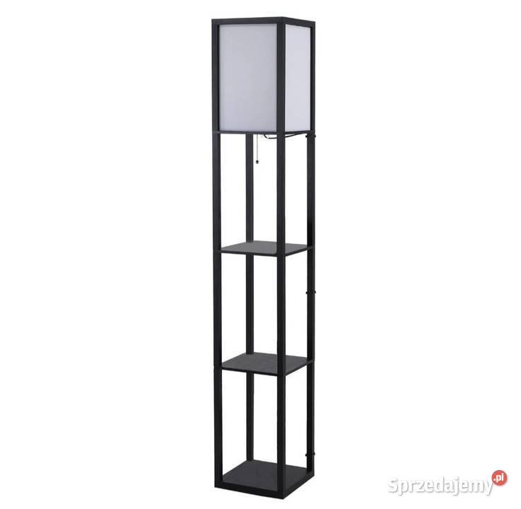 Lampa stojąca z półkami drewno czarne Bochnia sprzedam
