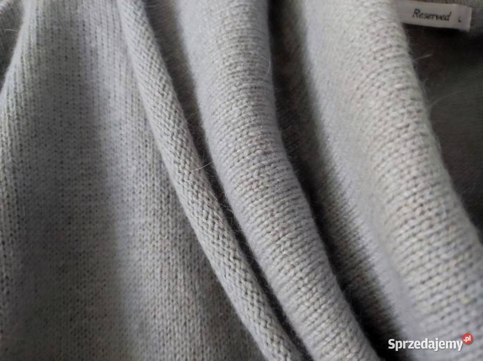 sweter tunika wełniana angora wełna szary szary/srebrny