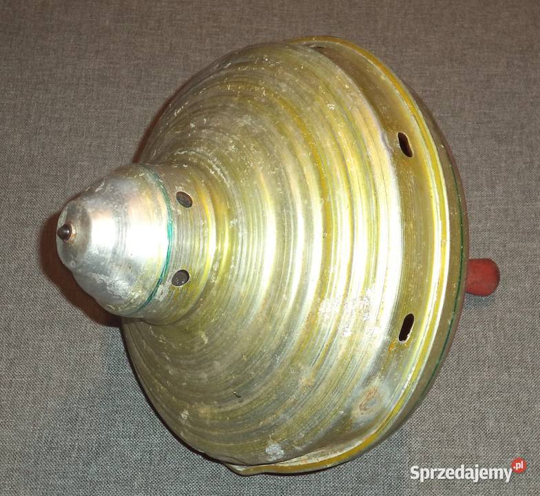 Stary wirujący metalowy bąk zabawka PRLu 3 Piekary Śląskie