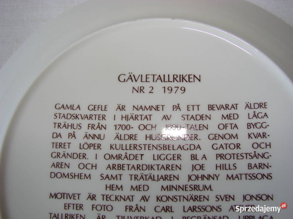 Gustavsberg talerz kolekcjonerski Pruszcz Gdański sprzedam