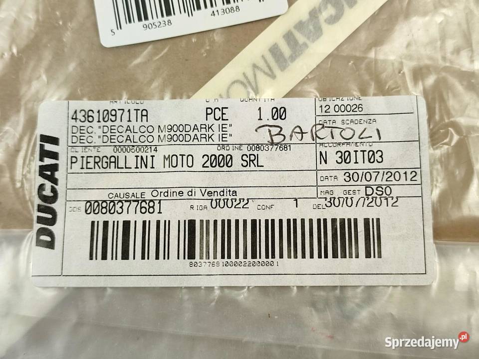 NAKLEJKA DUCATI MONSTER 900 DARK ie ZADUPEK LEWA