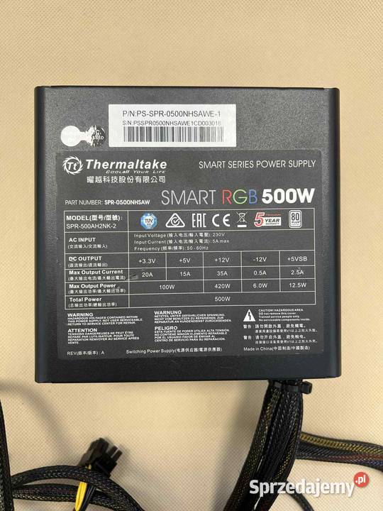Zasilacz Thermaltake SMART RGB 500W SPR500AH2NK2 Pozostałe Gliwice