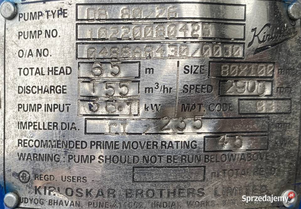 pompa DNGW225 MB02A 45kW 2965obr Pigża