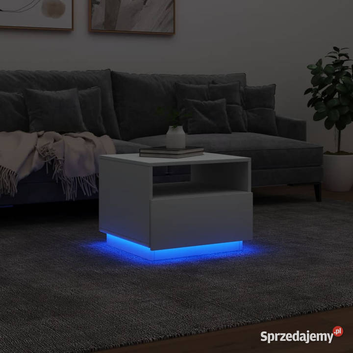Stolik kawowy z oświetleniem LED biały 50x49x40 sprzedam