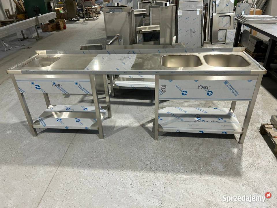 Stol gastronomiczny z 3 zlewami i 2 baterie