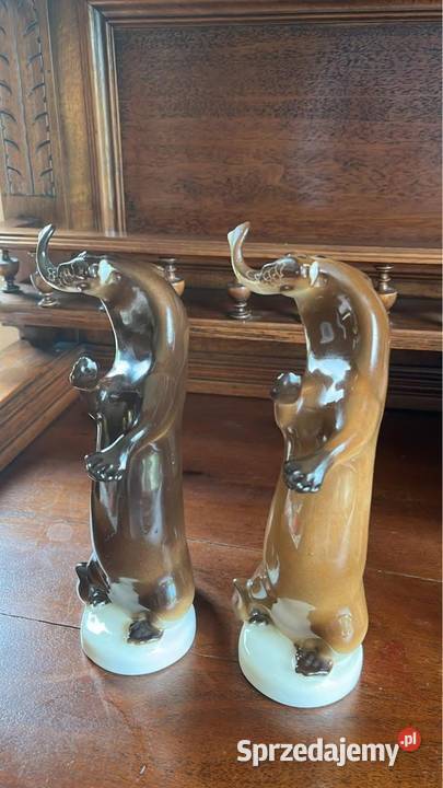 Wydra z rybą figurka Łomonosow Bez sygnatury Gdańsk