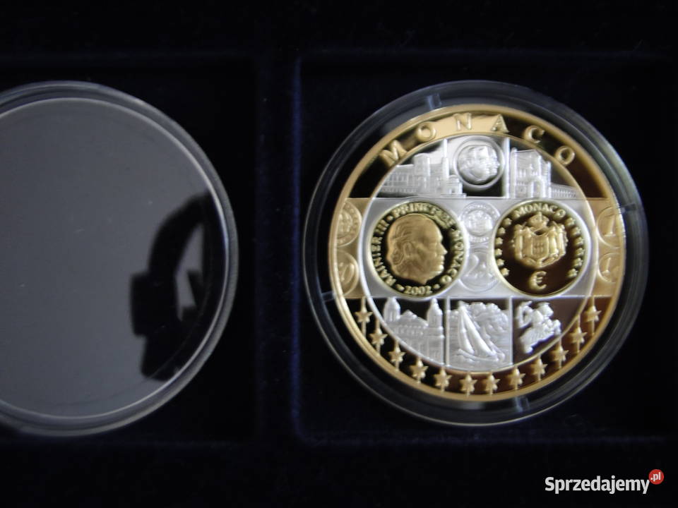 Numizmat Euro Monako srebro 999 pokryte 24 karat Warszawa sprzedam