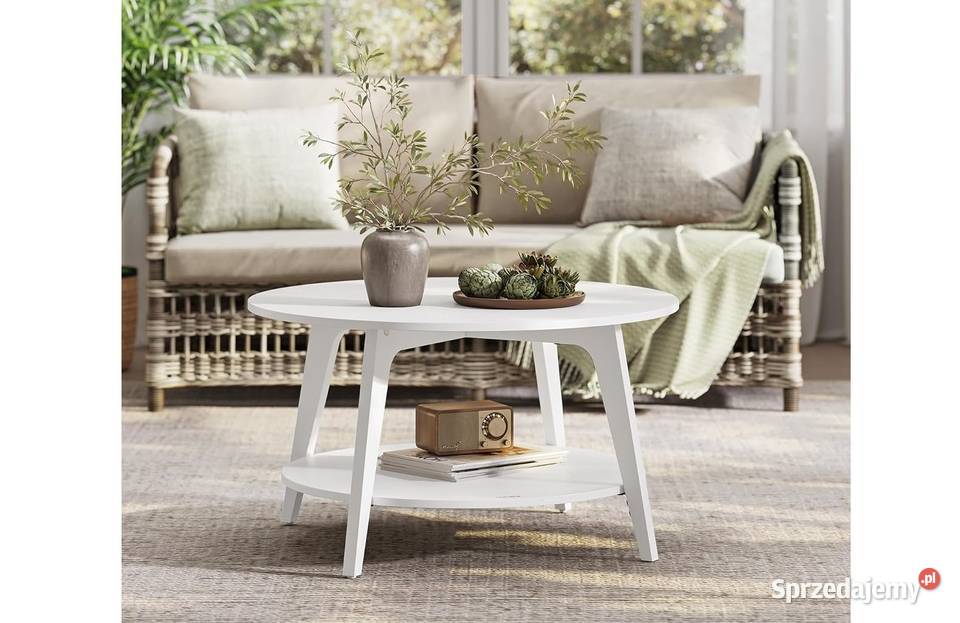 nowy stolik kawowy okrągły biały 80x45 sprzedam