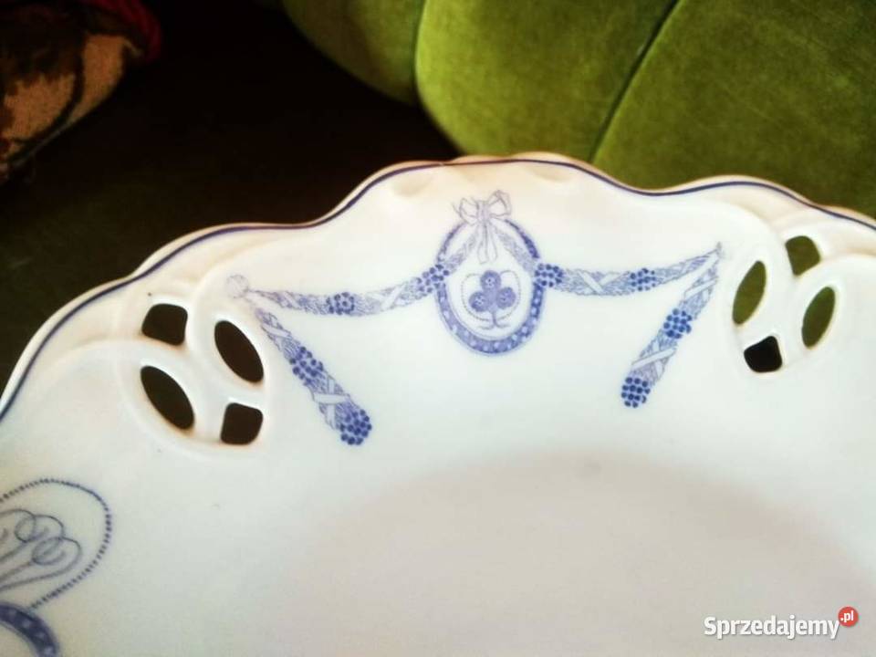 Patera na nodze z girlandą niebieską Piękna Gdańsk