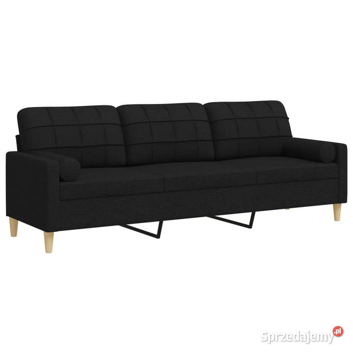 3osobowa sofa z poduszkami czarna 210 obita Warszawa