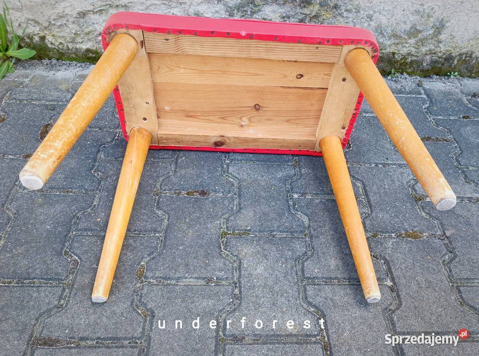 Taboret tapicerowany PRL vintage siedzisko Leszno