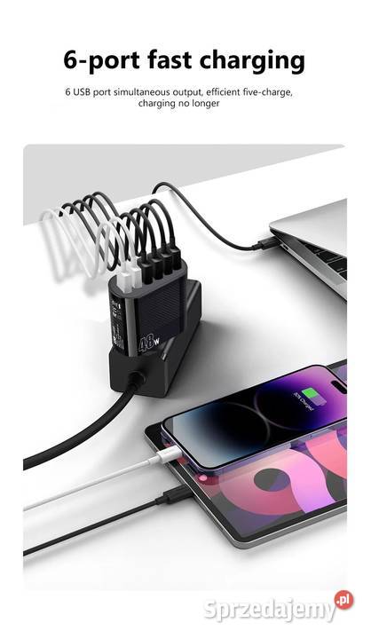 Szybka ładowarka sieciowa 6 USB 48W telefon Lublin