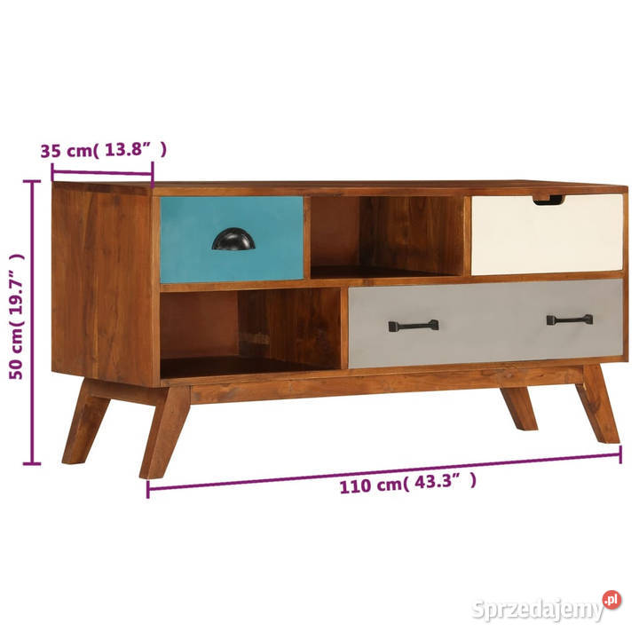 Szafka pod TV z 3 szufladami 110x35x50 drewno Warszawa