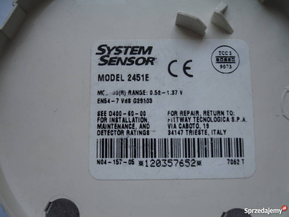 Czujki dymu System Sensor Model 2451 E Gdynia