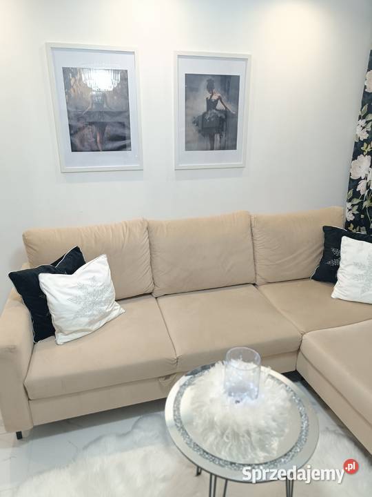 Narożnik rozkładany Milano welurowy beżowy Meble