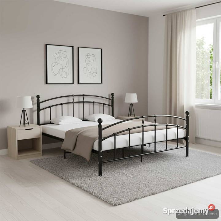 vidaXL Rama łóżka czarna metalowaSKU324979