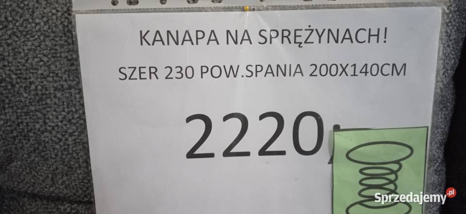 KANAPA NA SPRĘŻYNACH Z FUNKCJĄ SPANIA 230cm Chełmża