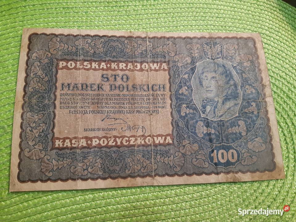 banknot polski 100 marek polskich z 1919r Łomża