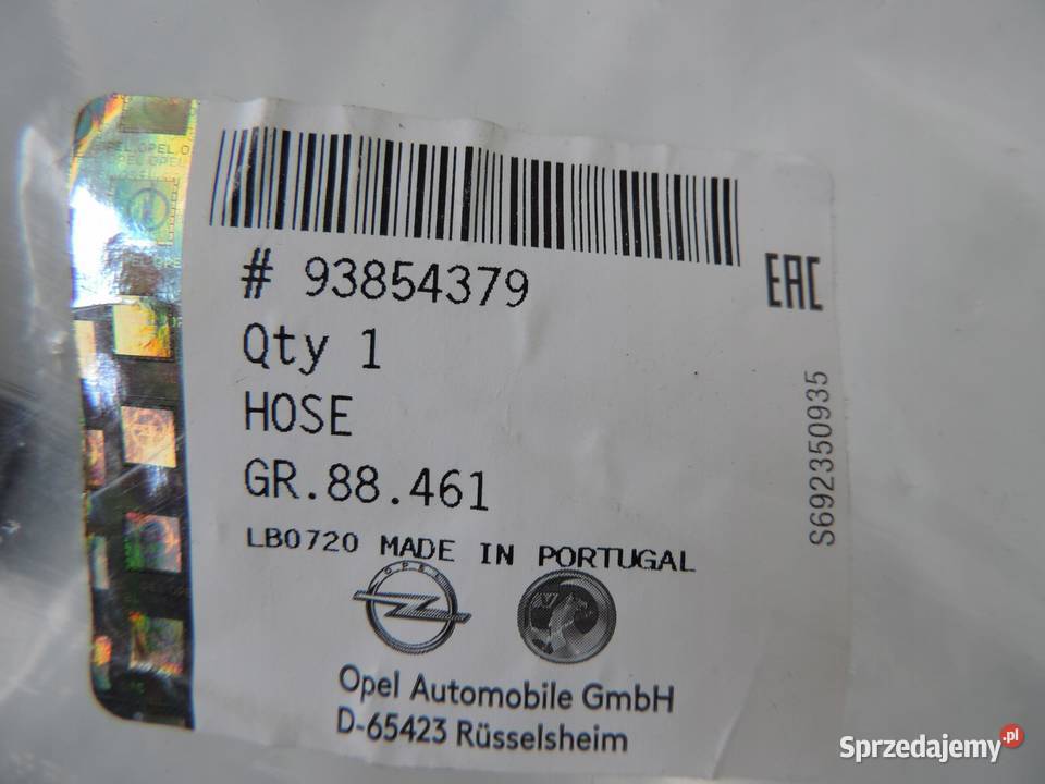 OPEL VIVARO A WAŻ WODY 25 DCI 93854379 NOWY Węże chłodnicy