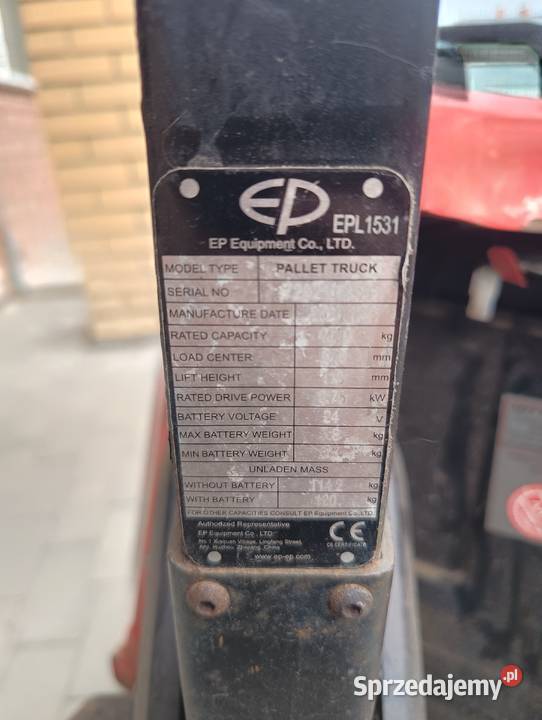 paleciak elektryczny EP EPL 1531 lubelskie Biłgoraj sprzedam