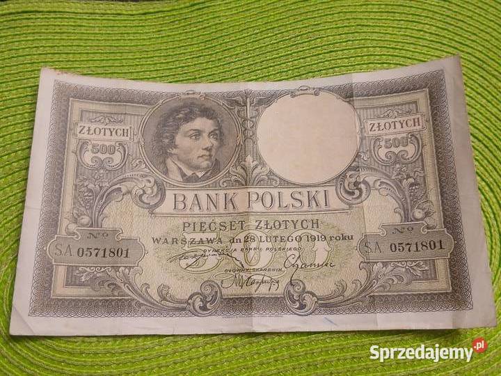 banknot polski 500 złotych z 1919r Kolekcje Łomża