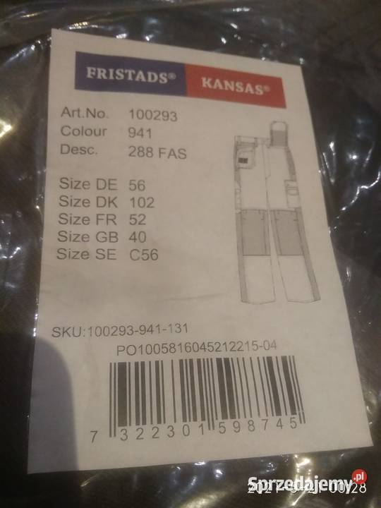 spodnie roboczeFristads Kansas 288 FAS monter 56 Gorlice